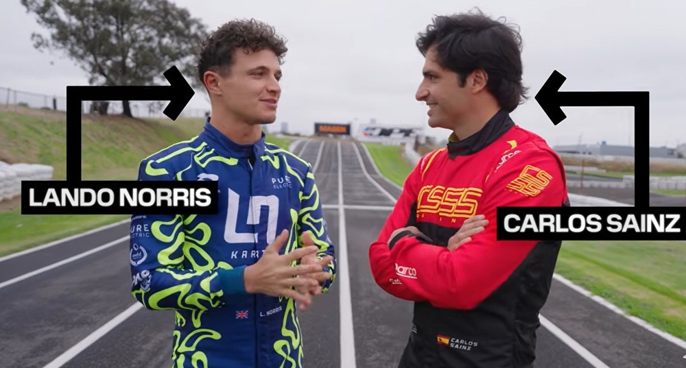VIDEO: Lando Norris και Carlos Sainz δοκιμάζουν καρτ όλων των δεκαετιών